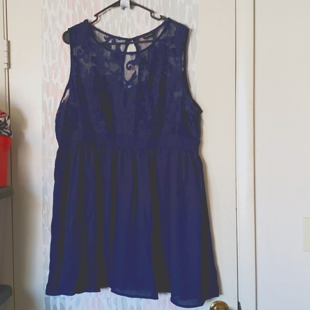 SunnyMe Navy Floral Illusion Top Dress Size 2XL